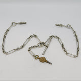 Sterling Silver Trombone Link Double Albert Watch Chain Antique 1919 Birmingham