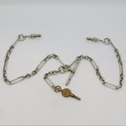 Sterling Silver Trombone Link Double Albert Watch Chain Antique 1919 Birmingham