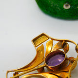 Victorian 9ct Gold, Amethyst, Opal & Seed Pearl Lavalier Drop Pendant Antique