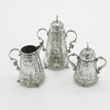 Victorian Dutch Sterling Silver Miniature Samovar Tea Service Antique c1880