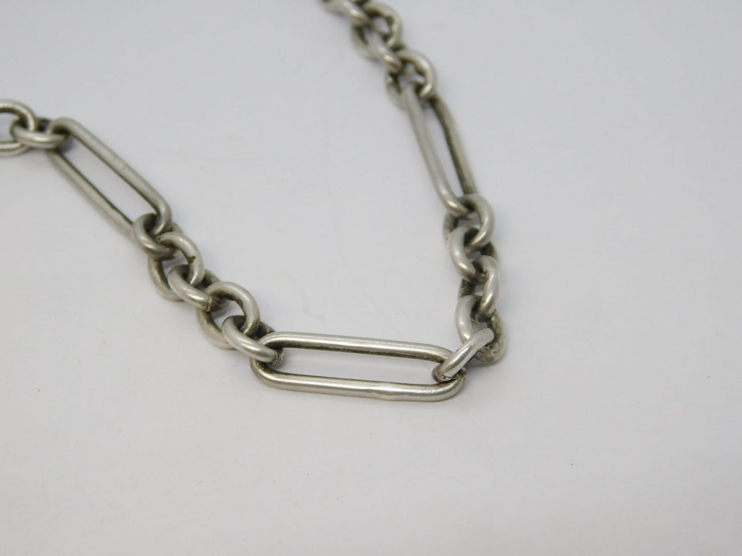 Sterling Silver Trombone Link Double Albert Watch Chain Antique 1919 Birmingham