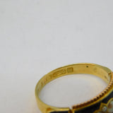 Victorian 15ct Gold, Black Enamel, Pearl Mourning Ring Antique 1861 Birmingham