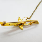 15ct Yellow Gold, Ruby & Pearl Art Nouveau Sweetheart Brooch Antique c1910