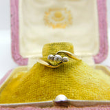 Victorian 18ct Yellow Gold & Three-Stone Diamond Crossover Ring c1900 Antique