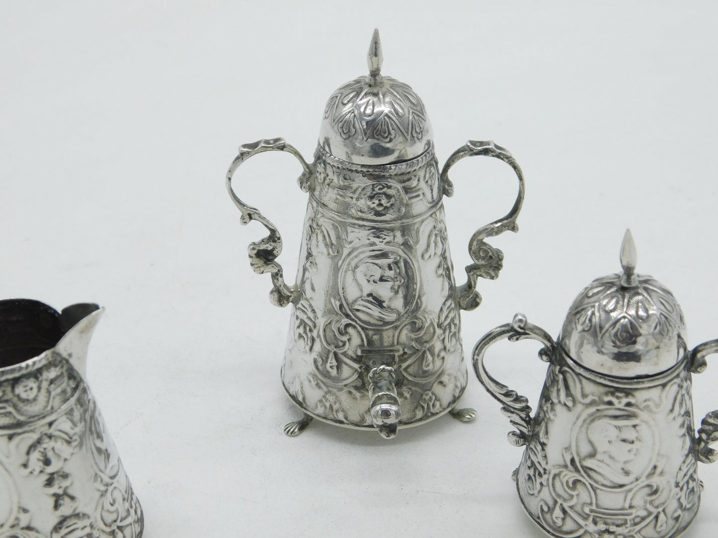 Victorian Dutch Sterling Silver Miniature Samovar Tea Service Antique c1880