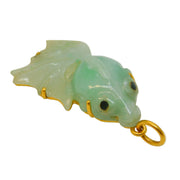 20ct Yellow Gold Mounted Carved Jade Koi Fish Pendant Antique c1920 Art Deco