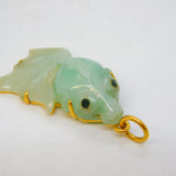 20ct Yellow Gold Mounted Carved Jade Koi Fish Pendant Antique c1920 Art Deco