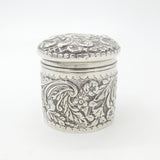 Edwardian Sterling Silver Floral Pattern Trinket Box 1902 Birmingham Antique