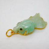 20ct Yellow Gold Mounted Carved Jade Koi Fish Pendant Antique c1920 Art Deco