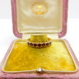 9ct Yellow Gold Bohemian Garnet Set Half Eternity Ring 1973 Birmingham Vintage