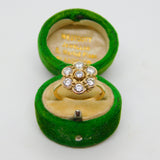 9ct Yellow Gold & Spinel Set Floral Cluster Ring Vintage 1993 Sheffield