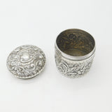 Edwardian Sterling Silver Floral Pattern Trinket Box 1902 Birmingham Antique