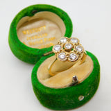 9ct Yellow Gold & Spinel Set Floral Cluster Ring Vintage 1993 Sheffield