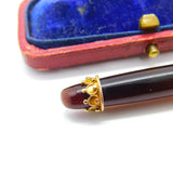 Victorian Etruscan Style Tourmaline & 15ct Gold Set Bar Brooch Antique c1890