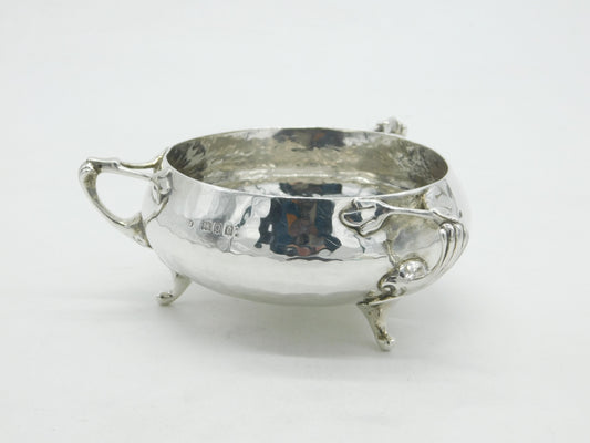 Arts & Crafts Planished Sterling Silver Tyg Sugar Bowl 1919 Antique London