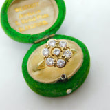 9ct Yellow Gold & Spinel Set Floral Cluster Ring Vintage 1993 Sheffield