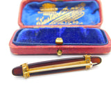 Victorian Etruscan Style Tourmaline & 15ct Gold Set Bar Brooch Antique c1890