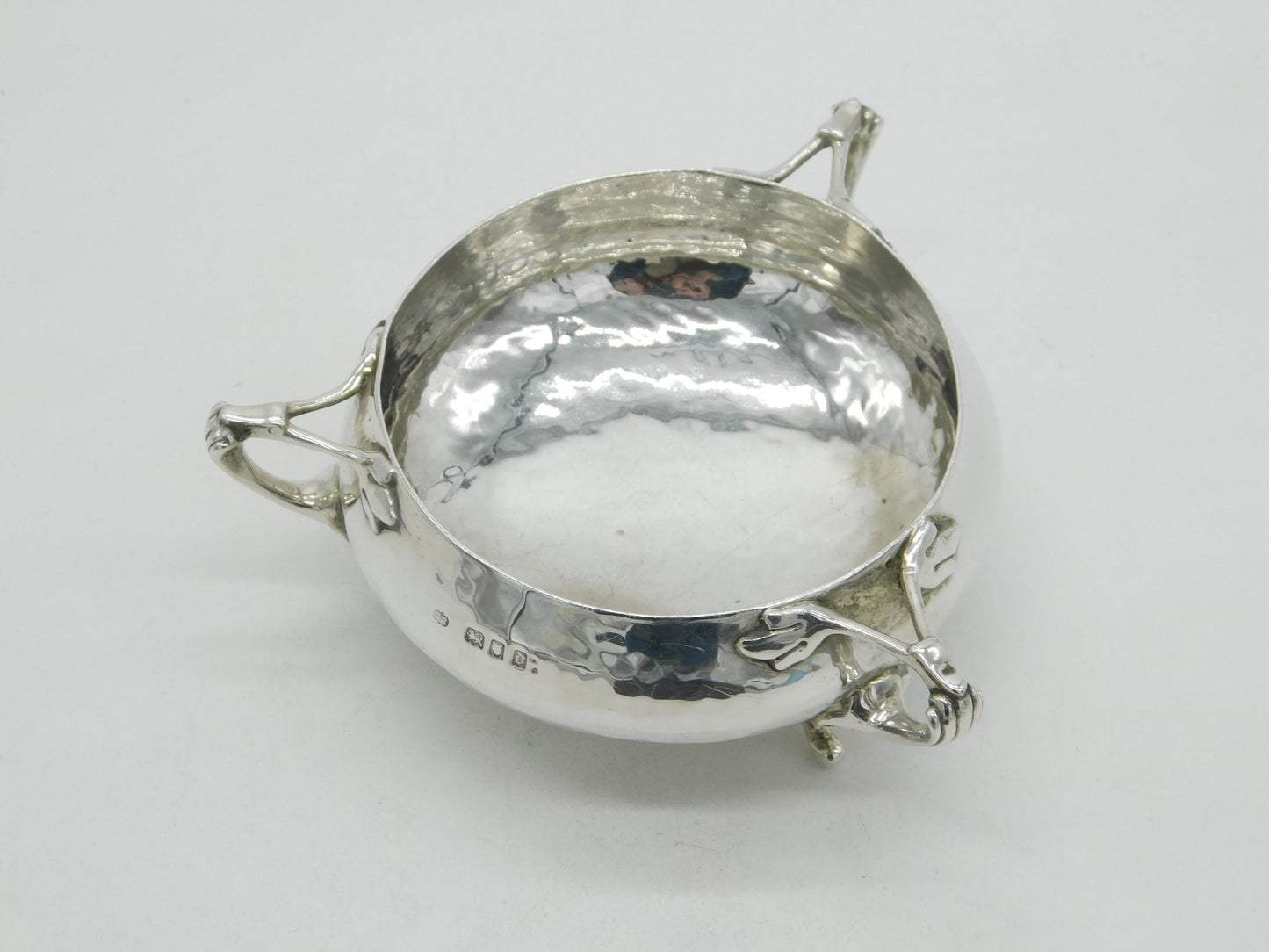 Arts & Crafts Planished Sterling Silver Tyg Sugar Bowl 1919 Antique London