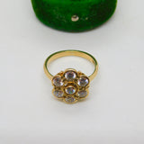 9ct Yellow Gold & Spinel Set Floral Cluster Ring Vintage 1993 Sheffield