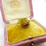 9ct Yellow Gold Three-Stone Ruby Set Crossover Ring 1981 London Vintage