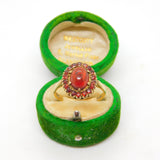 9ct Yellow Gold Cabochon Cut Bohemian Garnet Floral Cluster Ring Vintage c1970