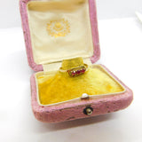 9ct Yellow Gold Three-Stone Ruby Set Crossover Ring 1981 London Vintage