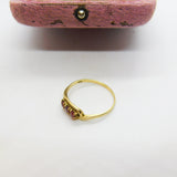 9ct Yellow Gold Three-Stone Ruby Set Crossover Ring 1981 London Vintage