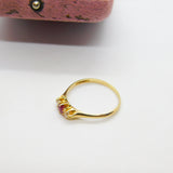 18ct Yellow Gold Ruby & Diamond Set Band Ring Antique c1930 Art Deco