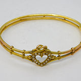 Victorian 9ct Gold & Seed Pearl Lovers Knot Sweetheart Bangle Antique c1890