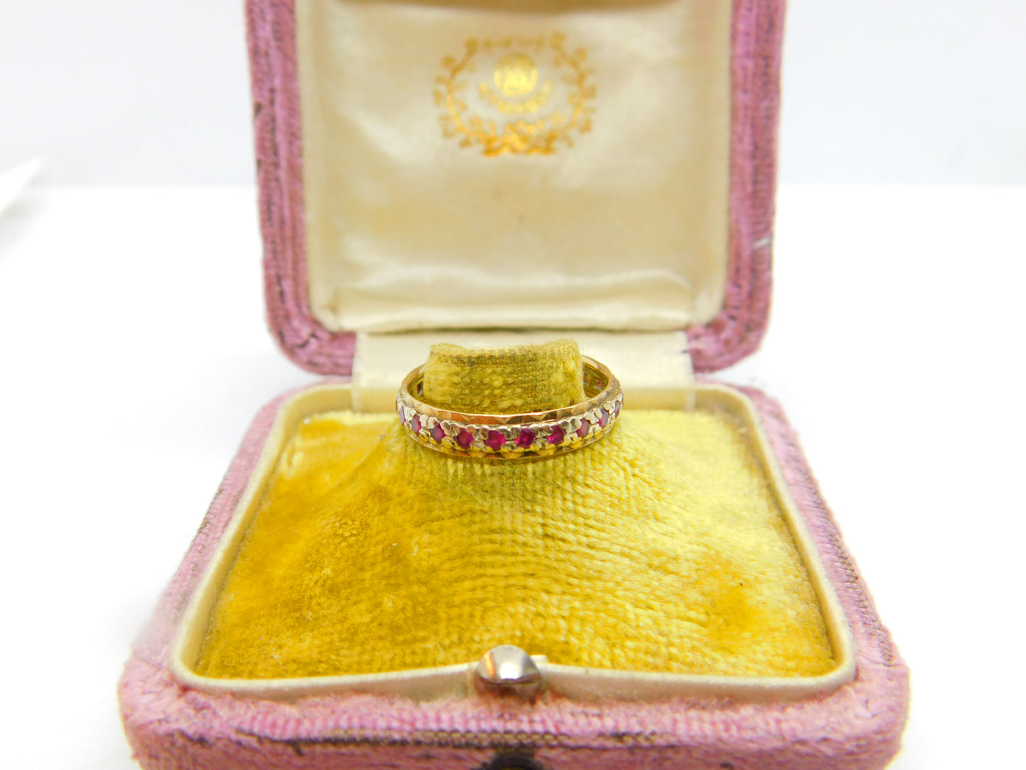 9ct Yellow & White Gold, Ruby Set Full Eternity Ring 1967 London Vintage