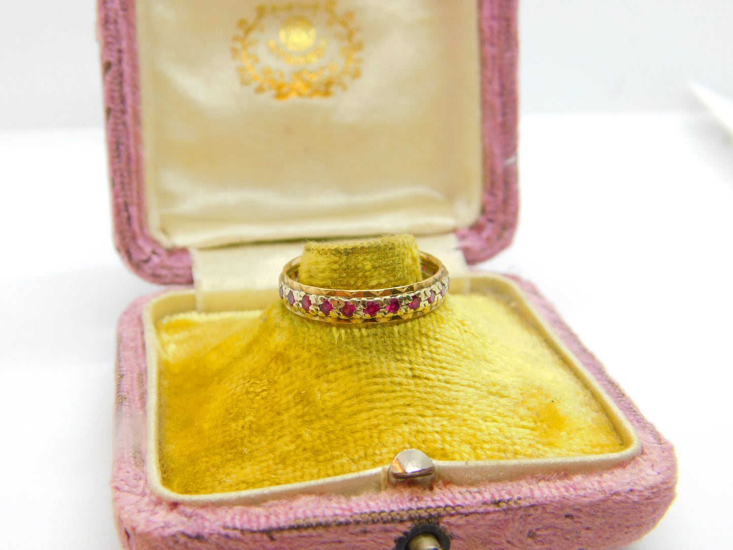 9ct Yellow & White Gold, Ruby Set Full Eternity Ring 1967 London Vintage