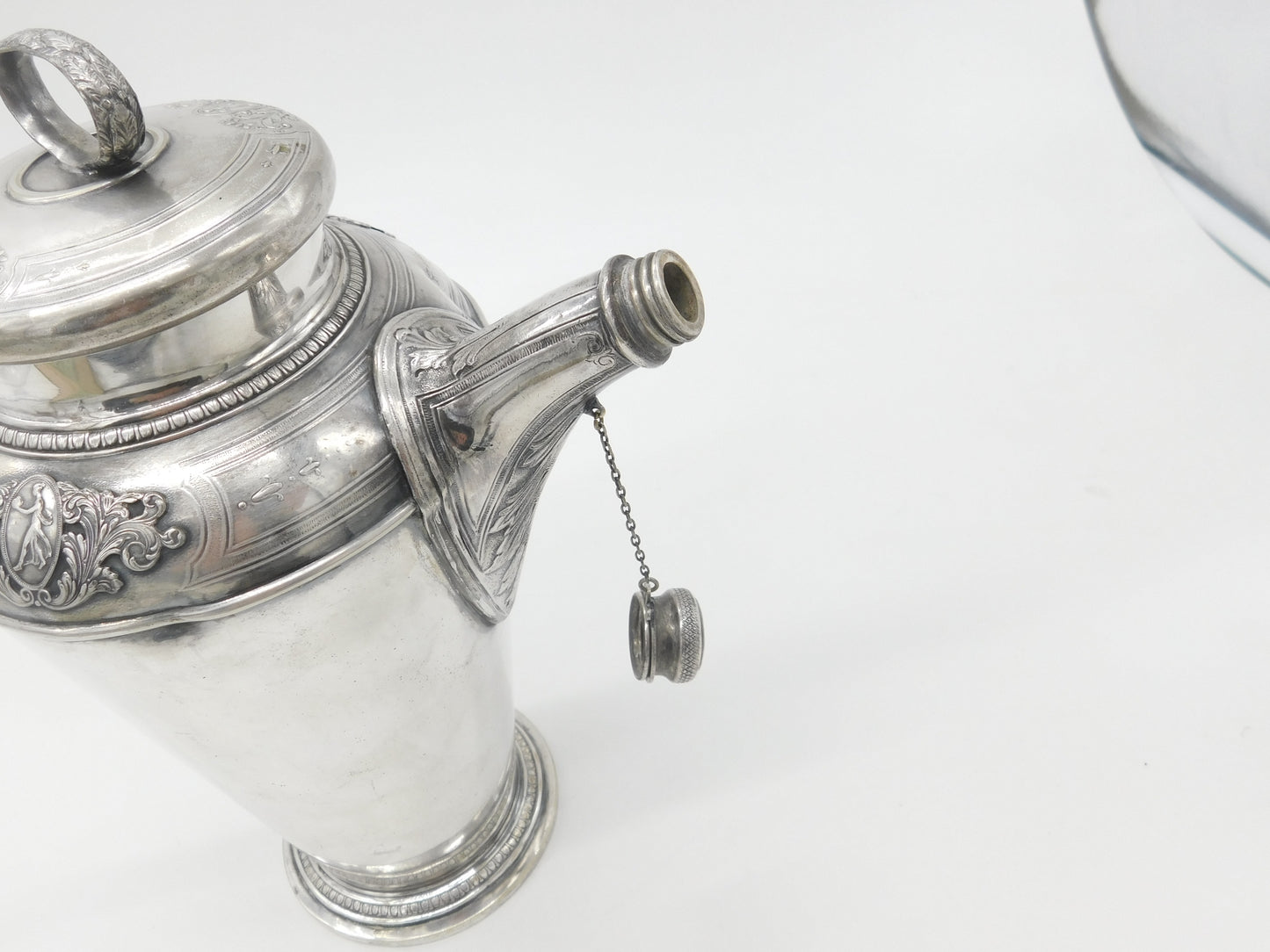 Large Neoclassical Silver Plated Cocktail Shaker or Mixer Evans Antique c1930