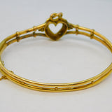 Victorian 9ct Gold & Seed Pearl Lovers Knot Sweetheart Bangle Antique c1890
