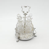 Victorian Sterling Silver Cut Glass Complete Cruet Set 1843 London Antique