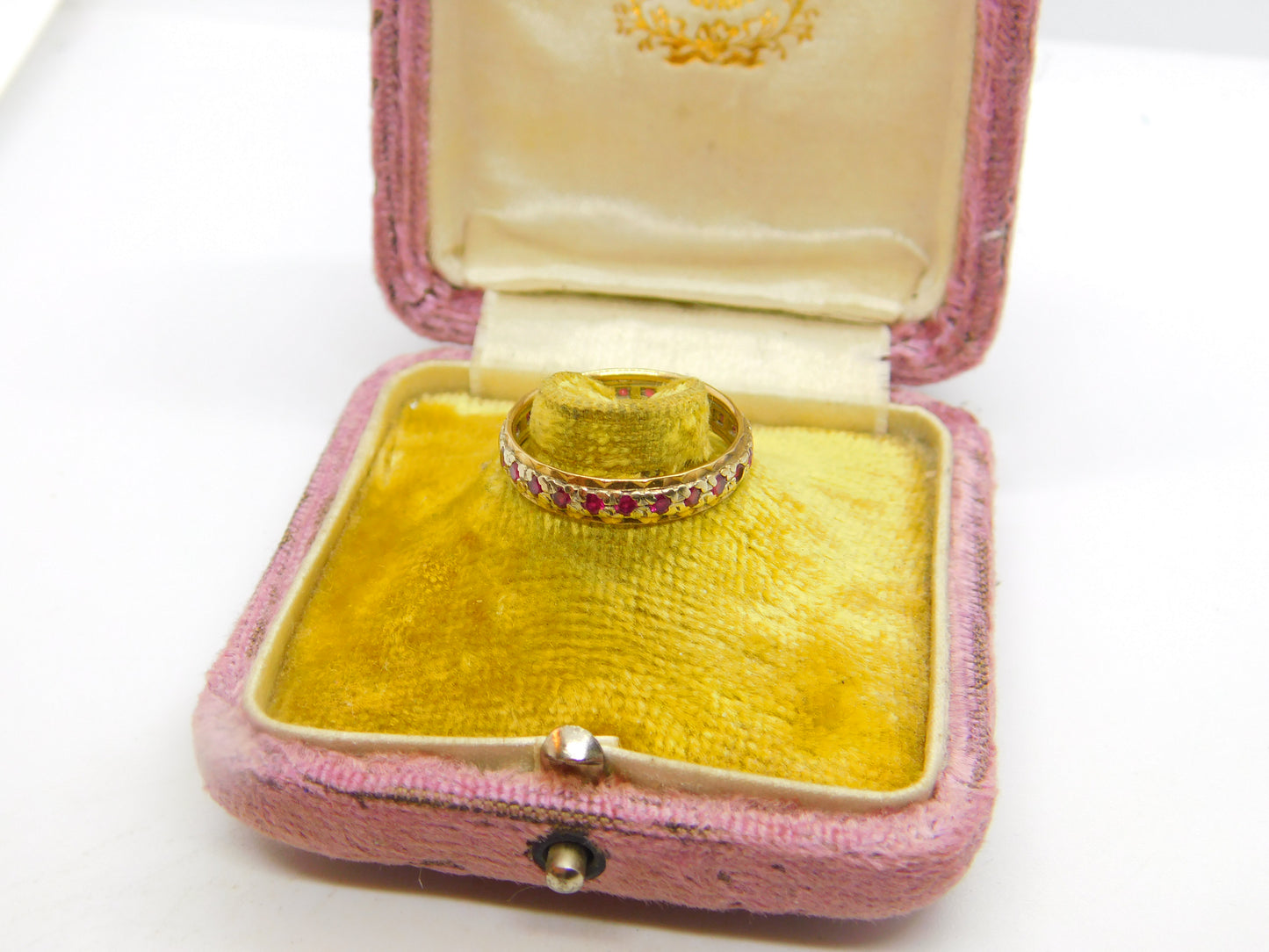 9ct Yellow & White Gold, Ruby Set Full Eternity Ring 1967 London Vintage