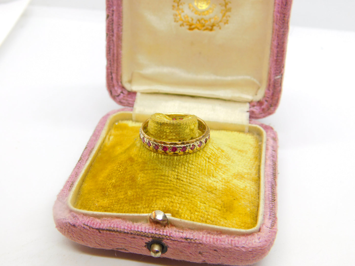 9ct Yellow & White Gold, Ruby Set Full Eternity Ring 1967 London Vintage