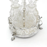 Victorian Sterling Silver Cut Glass Complete Cruet Set 1843 London Antique
