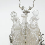 Victorian Sterling Silver Cut Glass Complete Cruet Set 1843 London Antique