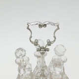 Victorian Sterling Silver Cut Glass Complete Cruet Set 1843 London Antique