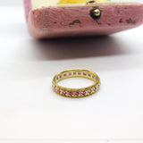 9ct Yellow & White Gold, Ruby Set Full Eternity Ring 1967 London Vintage