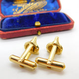 9ct Yellow Gold & Ruby Eye Gents Fox Mask Hunting Cufflinks Vintage c1980