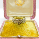 9ct White Gold & 0.1ct Diamond Set Floral Eternity Ring Vintage c1990 Sheffield