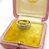 9ct White Gold & 0.1ct Diamond Set Floral Eternity Ring Vintage c1990 Sheffield