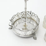 Victorian Sterling Silver Cut Glass Complete Cruet Set 1843 London Antique