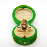 9ct Yellow Gold & Cabochon Cut Tiger's Eye Dress Ring Vintage c1970