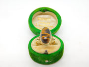 9ct Yellow Gold & Cabochon Cut Tiger's Eye Dress Ring Vintage c1970