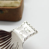 Georgian Sterling Silver Shell Bowl Tea Caddy Spoon Crested c1790 Antique