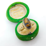 9ct Yellow Gold & Cabochon Cut Tiger's Eye Dress Ring Vintage c1970