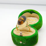 9ct Yellow Gold & Cabochon Cut Tiger's Eye Dress Ring Vintage c1970