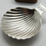 Georgian Sterling Silver Shell Bowl Tea Caddy Spoon Crested c1790 Antique